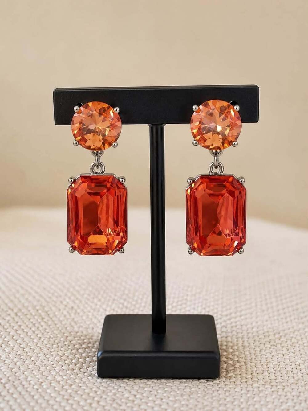 Crystal Statement Earrings Bundle – Hot Pink & Coral/Orange, 2-Pair Set
